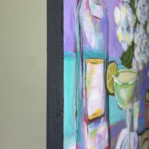 Colorful Hand Painted Tropical  Margarita Time Wall Art in Acrylic Contemporary - Picture 4 of 6